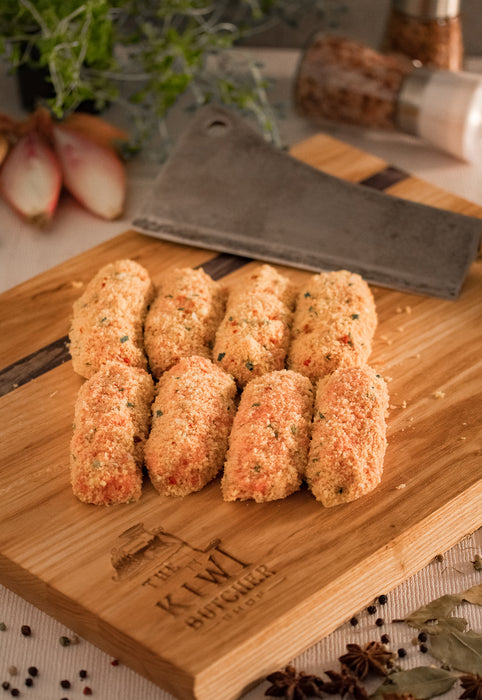 Crumbed Cheese & Onion Sausages